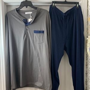 Men's Fashion Size XL two-piece pajamas gray & navy blue TTS